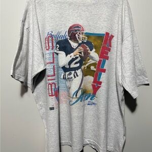Vintage Buffalo Bills Graphic Tee - Light Gray Jim Kelly